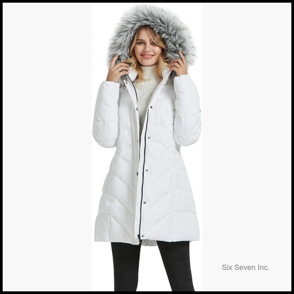 Women's Winter Warm Thicken Long Down Parka Jacket With Faux Fur Trim